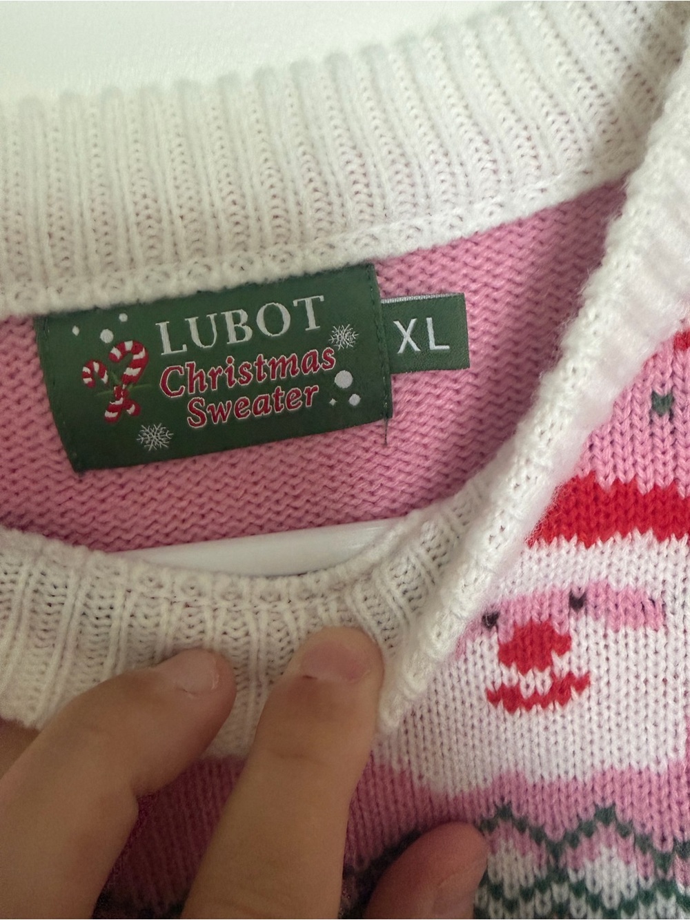 Women's Pink Holiday Crewneck Sweater with Reindeer Motif - Picture 2 of 4